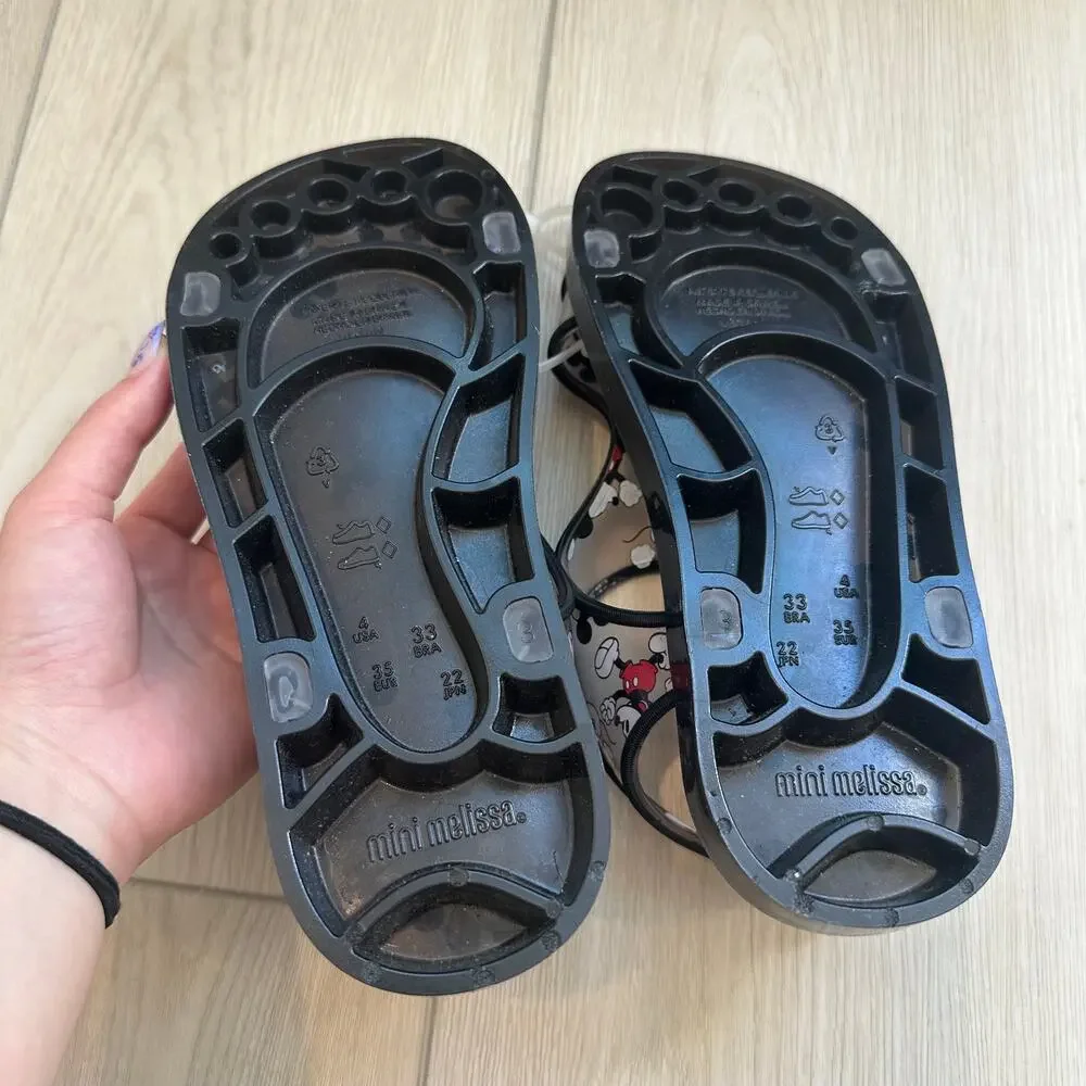 NWOT Mini Melissa x Disney Mickey Minnie Mouse Acqua black plastic sandals US 4